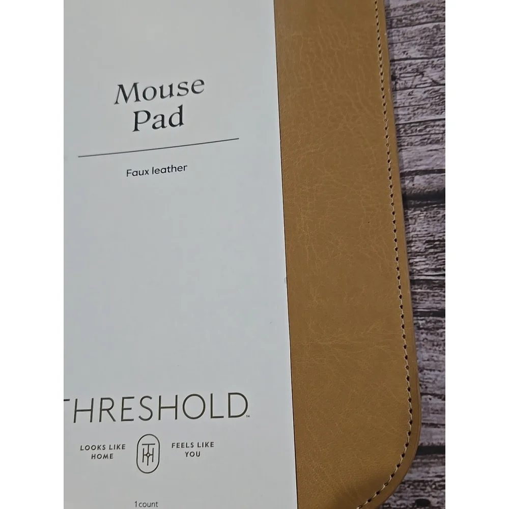 Threshold Mouse Pad Faux Leather Tan Color Cork Backing New (206)